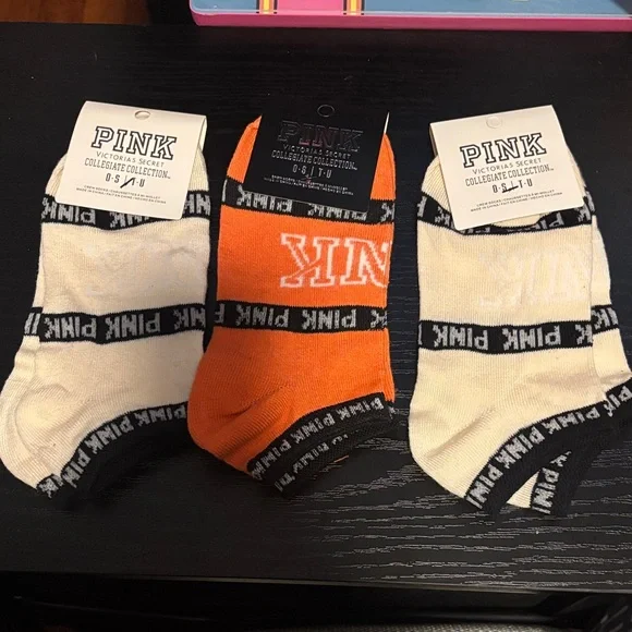PINK Victoria's Secret Casual Socks - Orange, Cream, Black - Picture 1 of 1